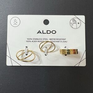 Aldo Ring Set Stainless Steel Gold Plated New Retail $22